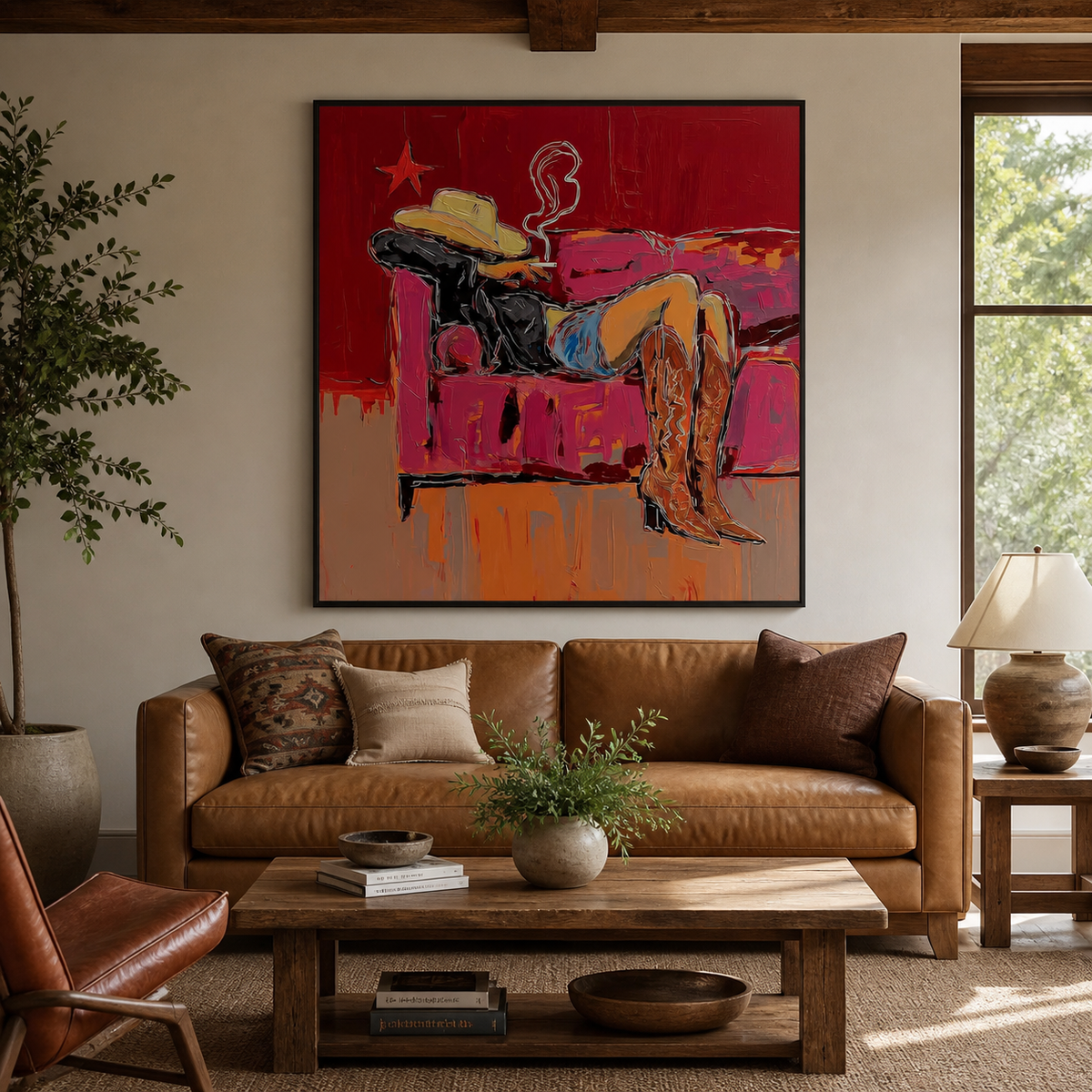 Reclining Cowgirl Wall Art | After the Rodeo