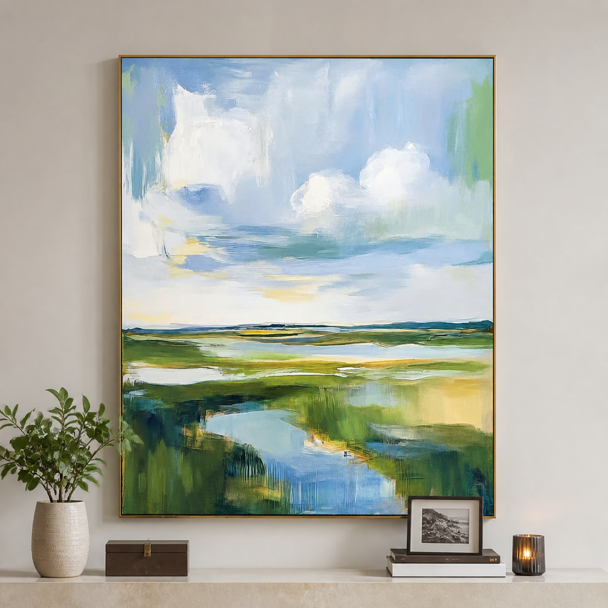 Abstract Coastal Landscape Wall Art | Open Marsh Sky