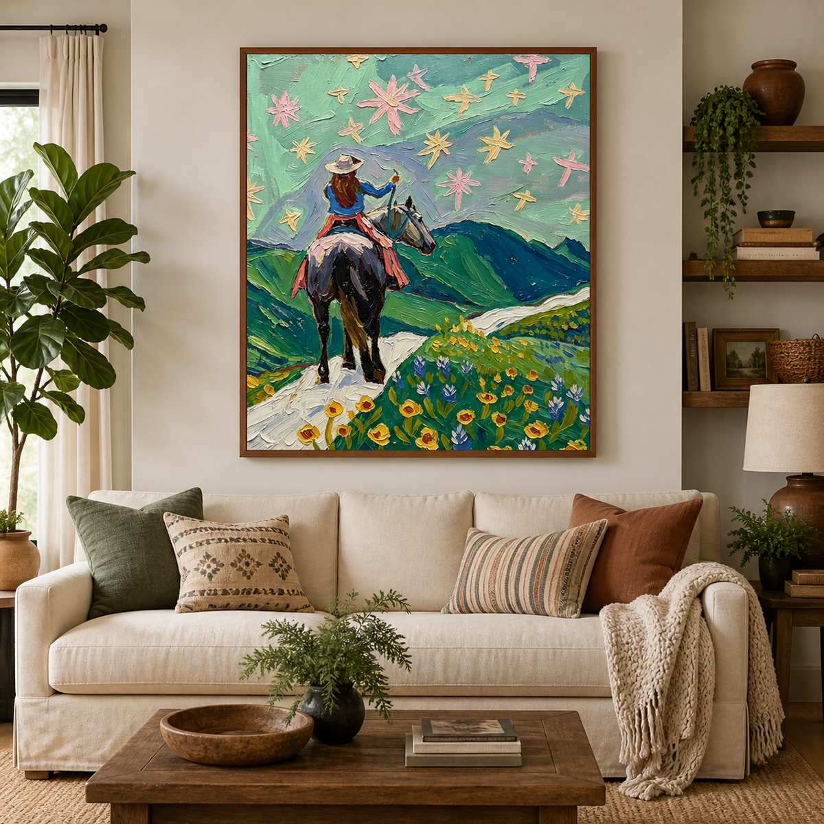 Cowgirl Riding Horse Wall Art | Wildflower Trail
