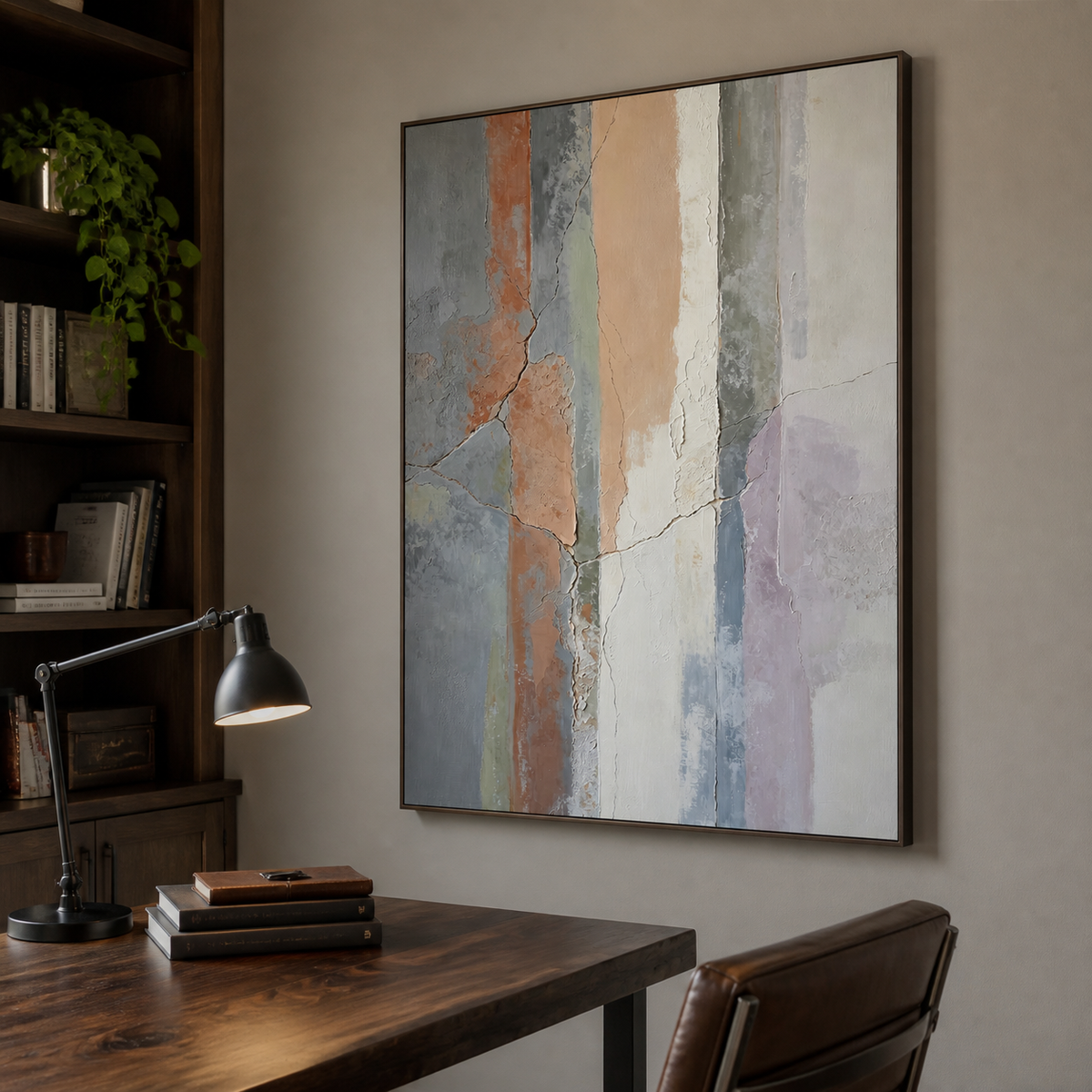 Neutral Textured Wall Art – Beige Gray Vertical Geometric Abstract Artwork
