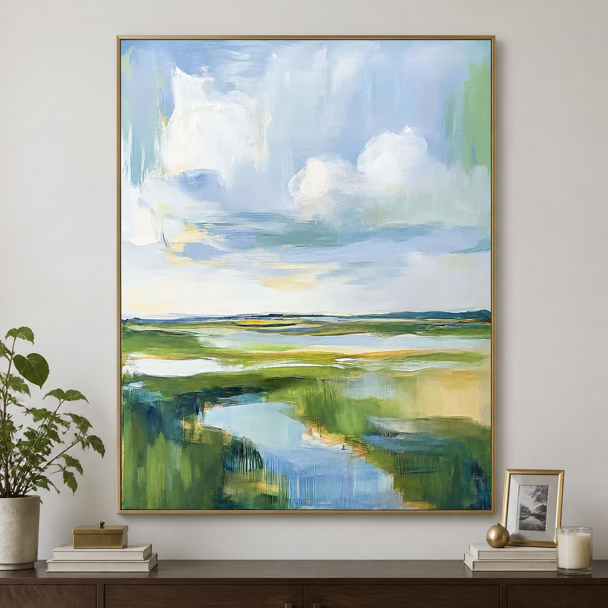Abstract Coastal Landscape Wall Art | Open Marsh Sky
