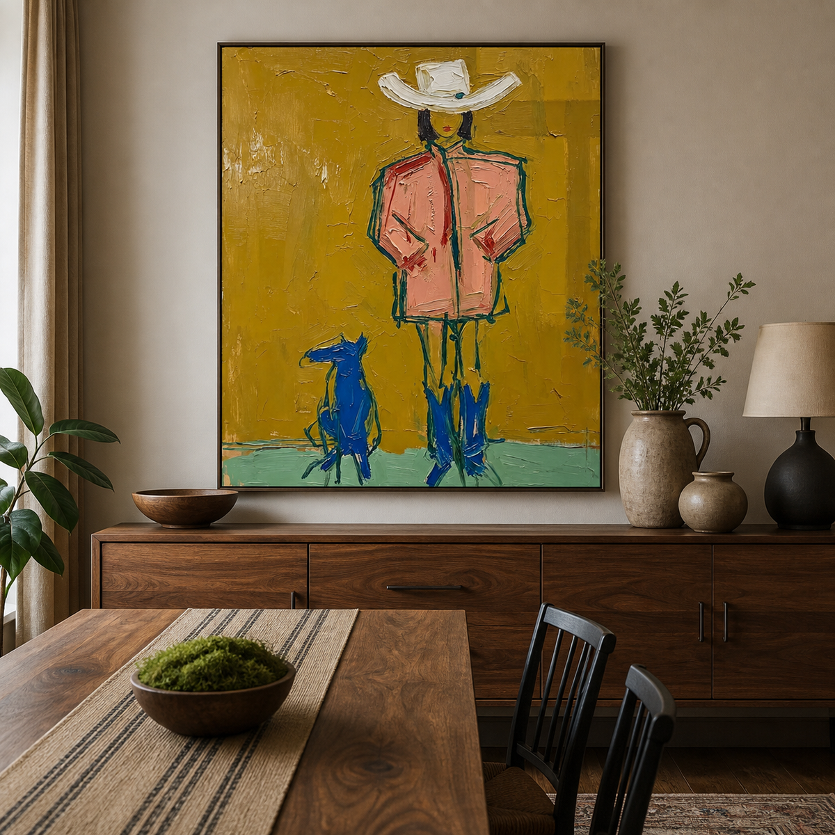 Cowboy and Dog Wall Art | Blue Heel Companion