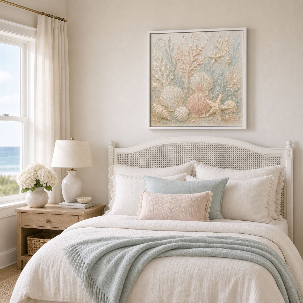 Raised Seashell and Coral Framed Wall Art