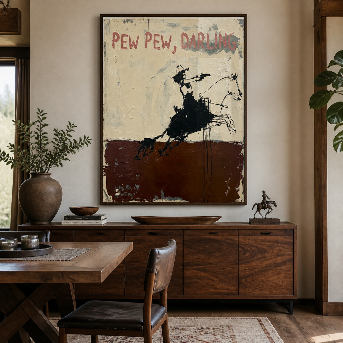 Pew Pew Darling Cowgirl Wall Art | Wild West Motto