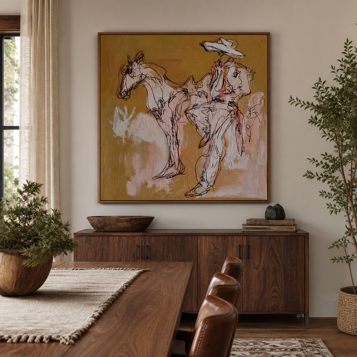 Cowboy Riding Horse Wall Art | Loose Rein