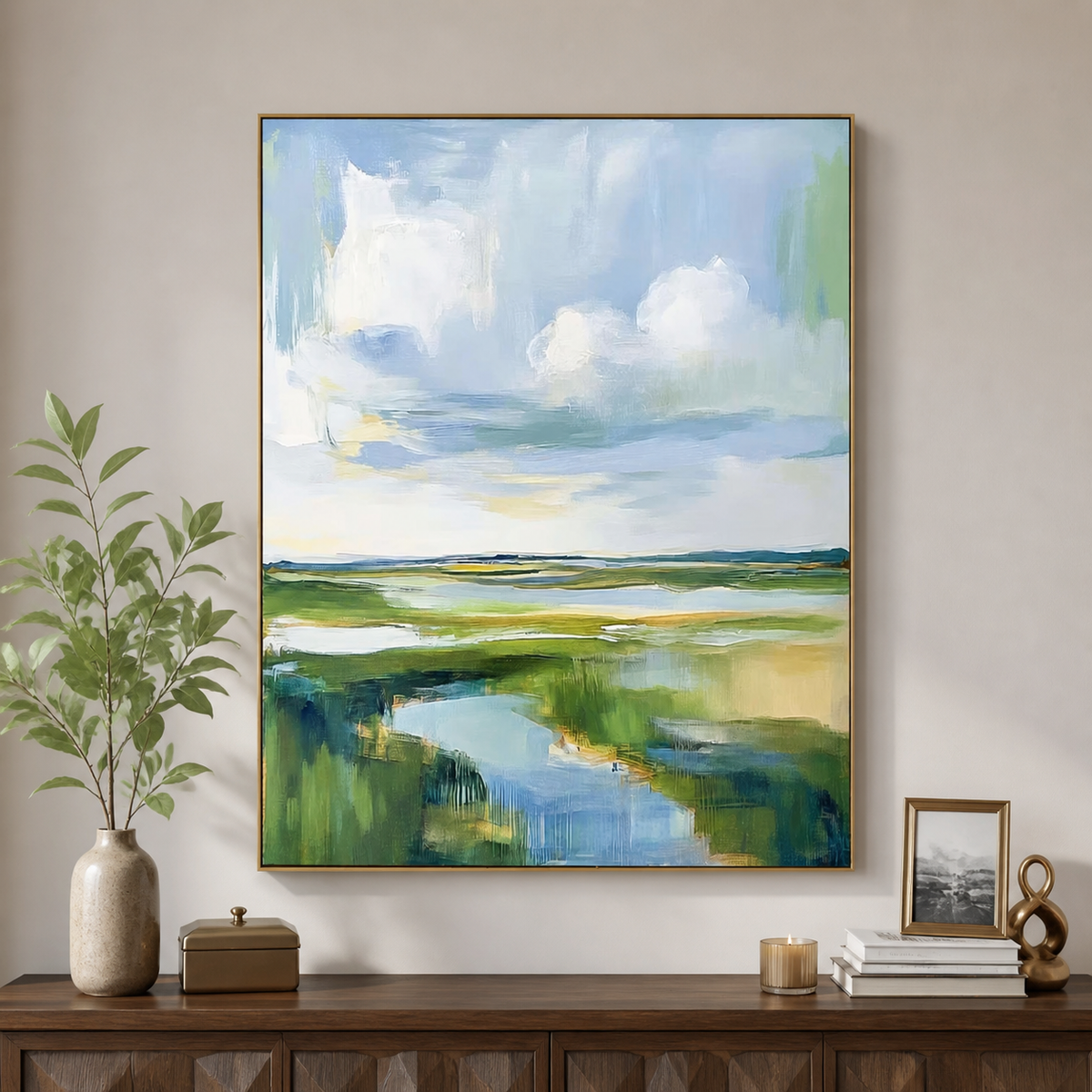 Abstract Coastal Landscape Wall Art | Open Marsh Sky