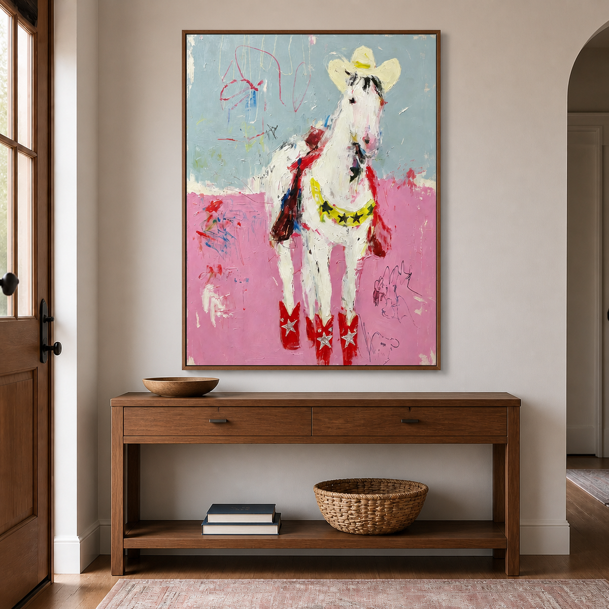 Pink Cowboy and Horse Wall Art | Rodeo Bloom