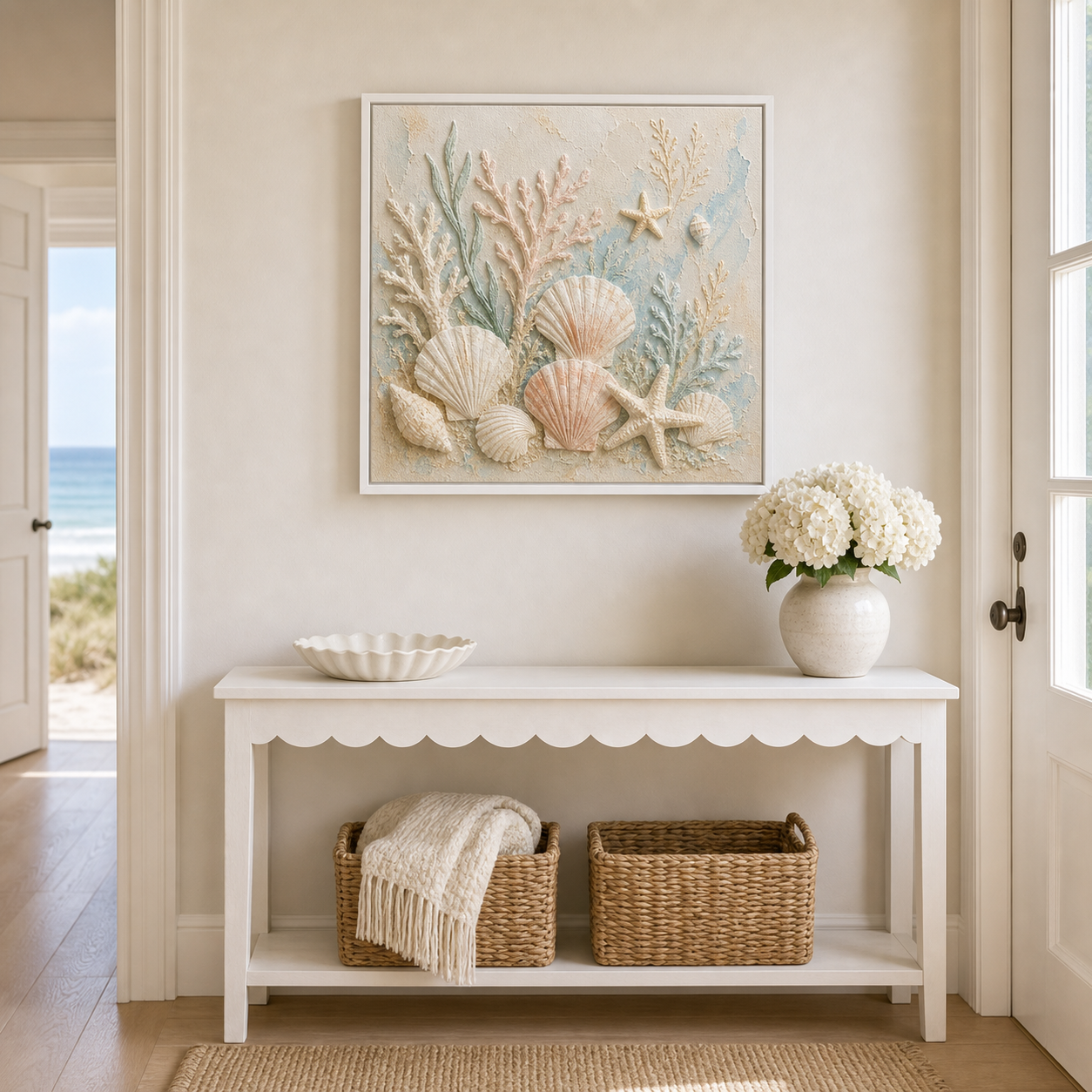 Raised Seashell and Coral Framed Wall Art