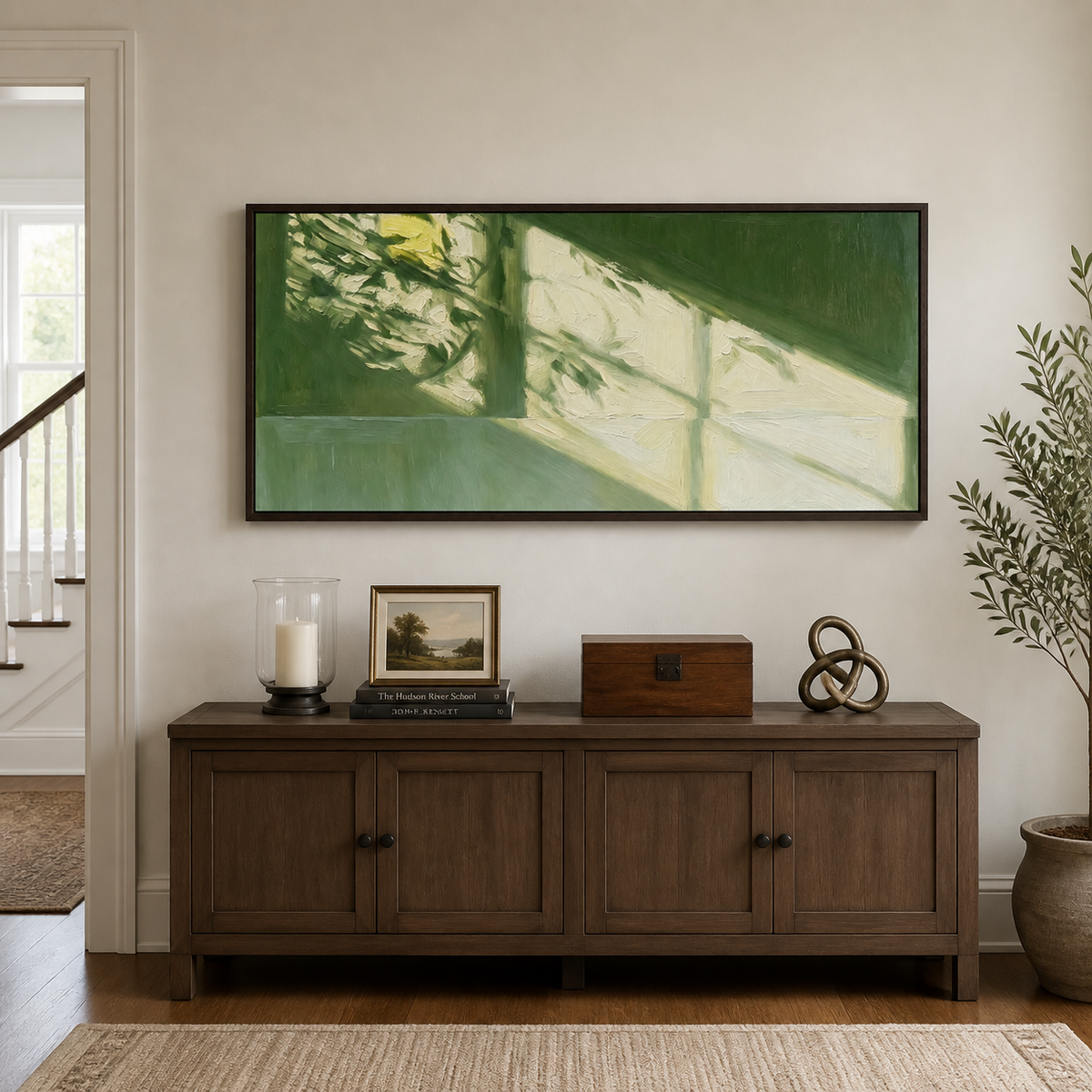 Green Abstract Wall Art | Sunlit Window Shadows