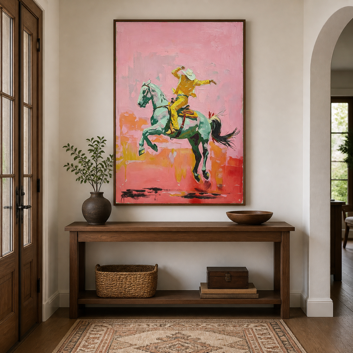 Pink Cowboy Horse Wall Art | High Desert Ride