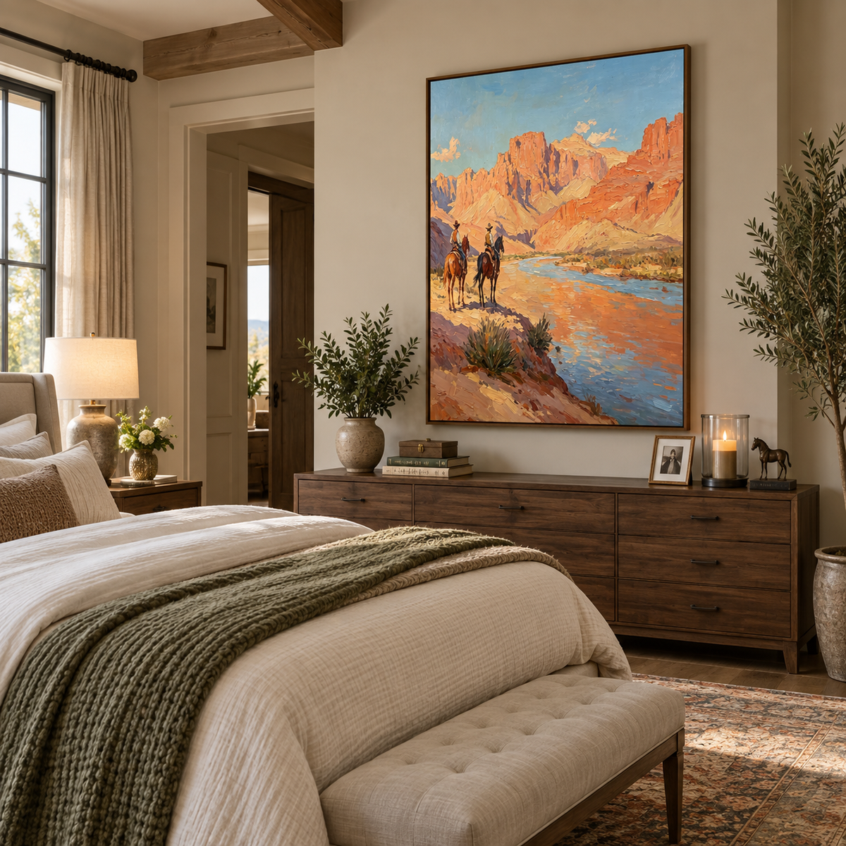 Western Cowboy Wall Art | Riders Along the Canyon River