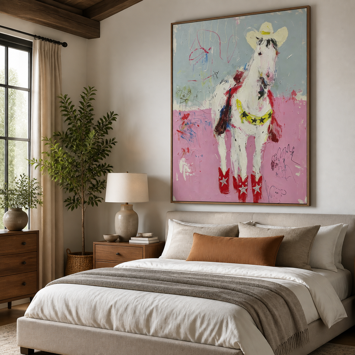 Pink Cowboy and Horse Wall Art | Rodeo Bloom