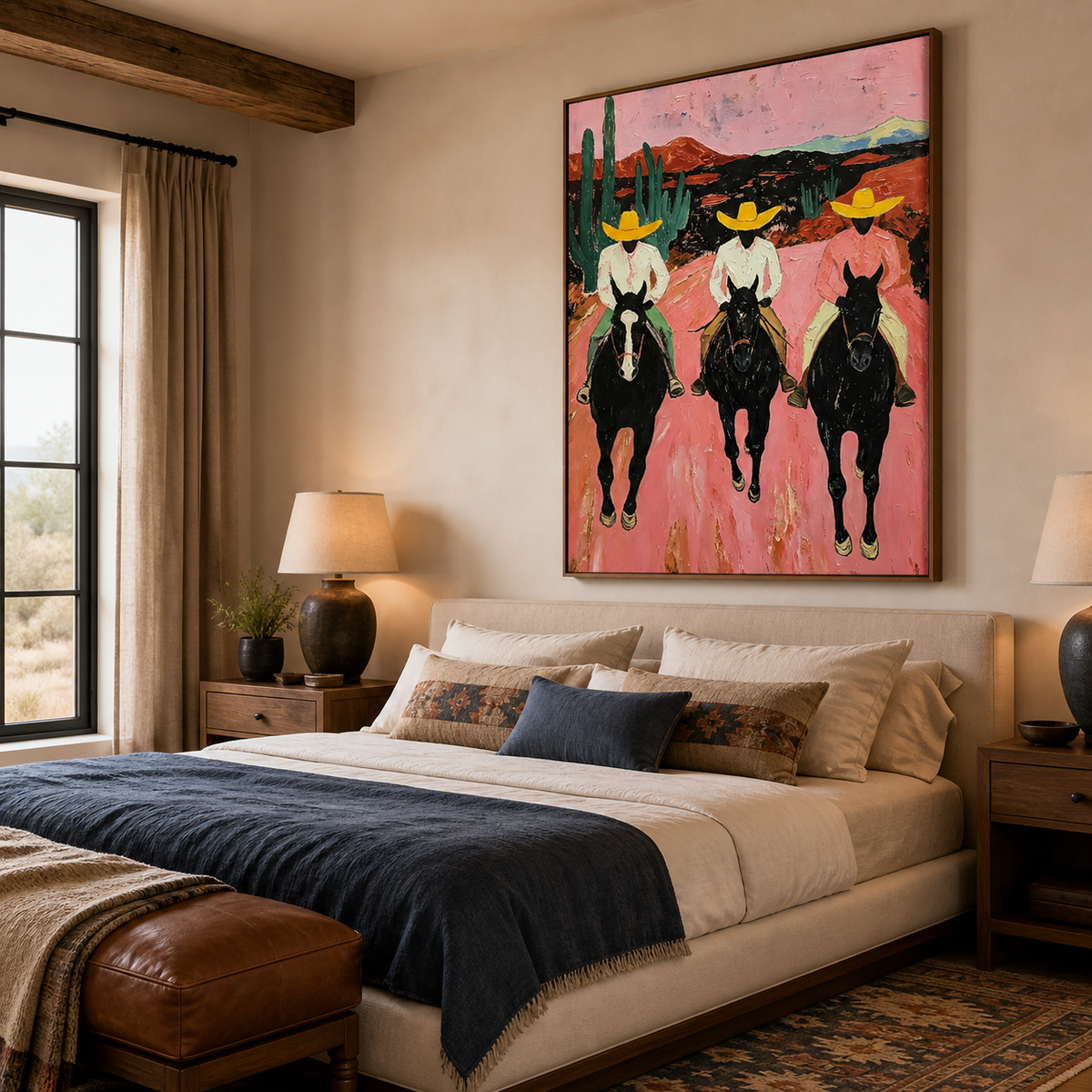 Three Cowboys Wall Art | Yellow Hats at Sunset