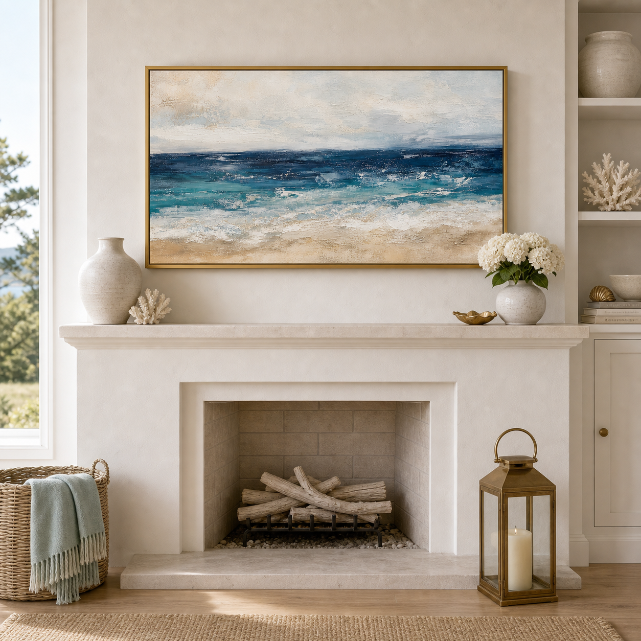Abstract Ocean Horizon Framed Canvas Wall Art