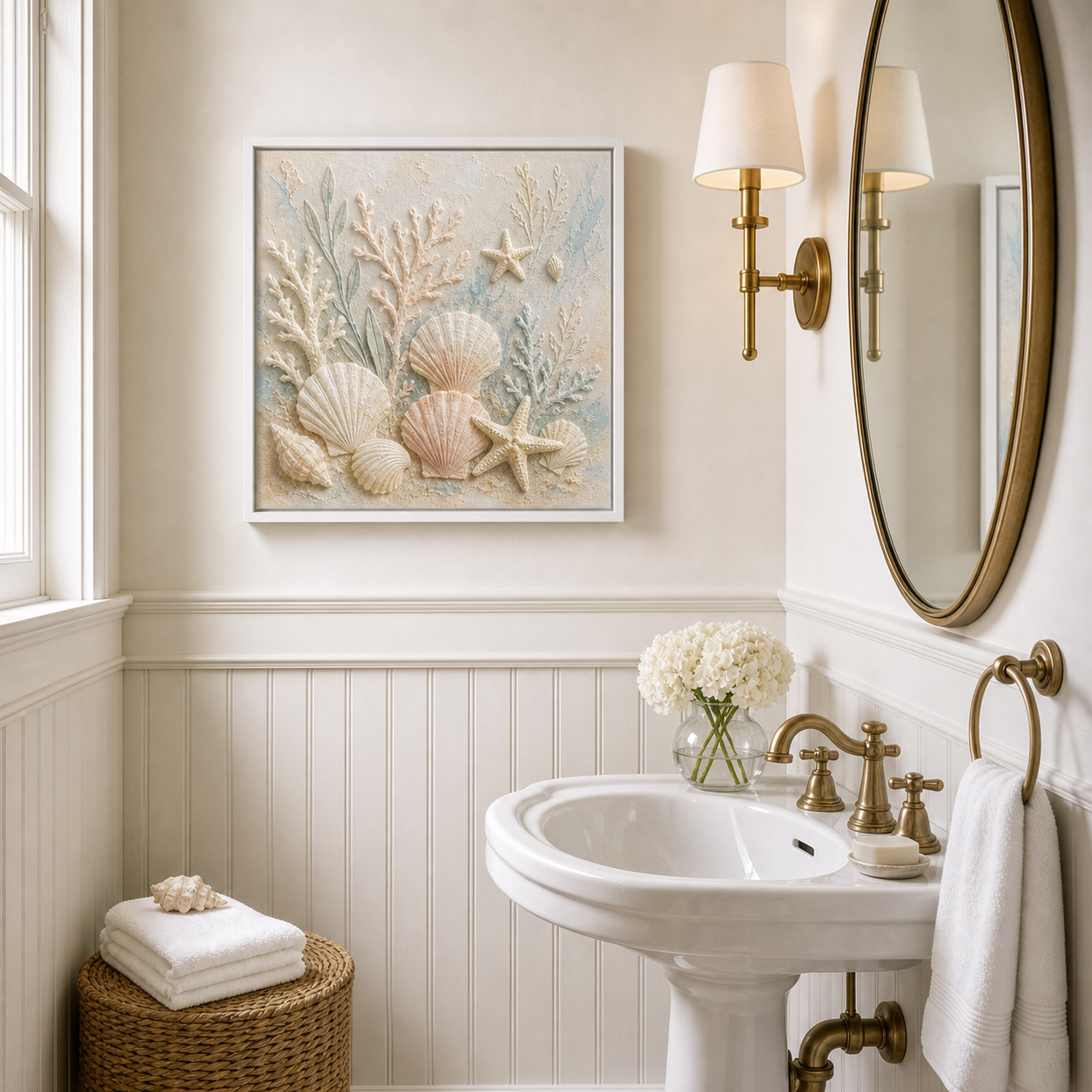 Raised Seashell and Coral Framed Wall Art