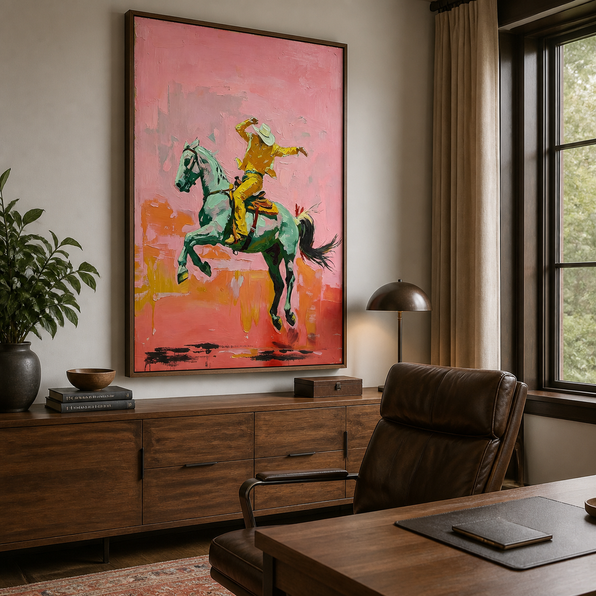Pink Cowboy Horse Wall Art | High Desert Ride