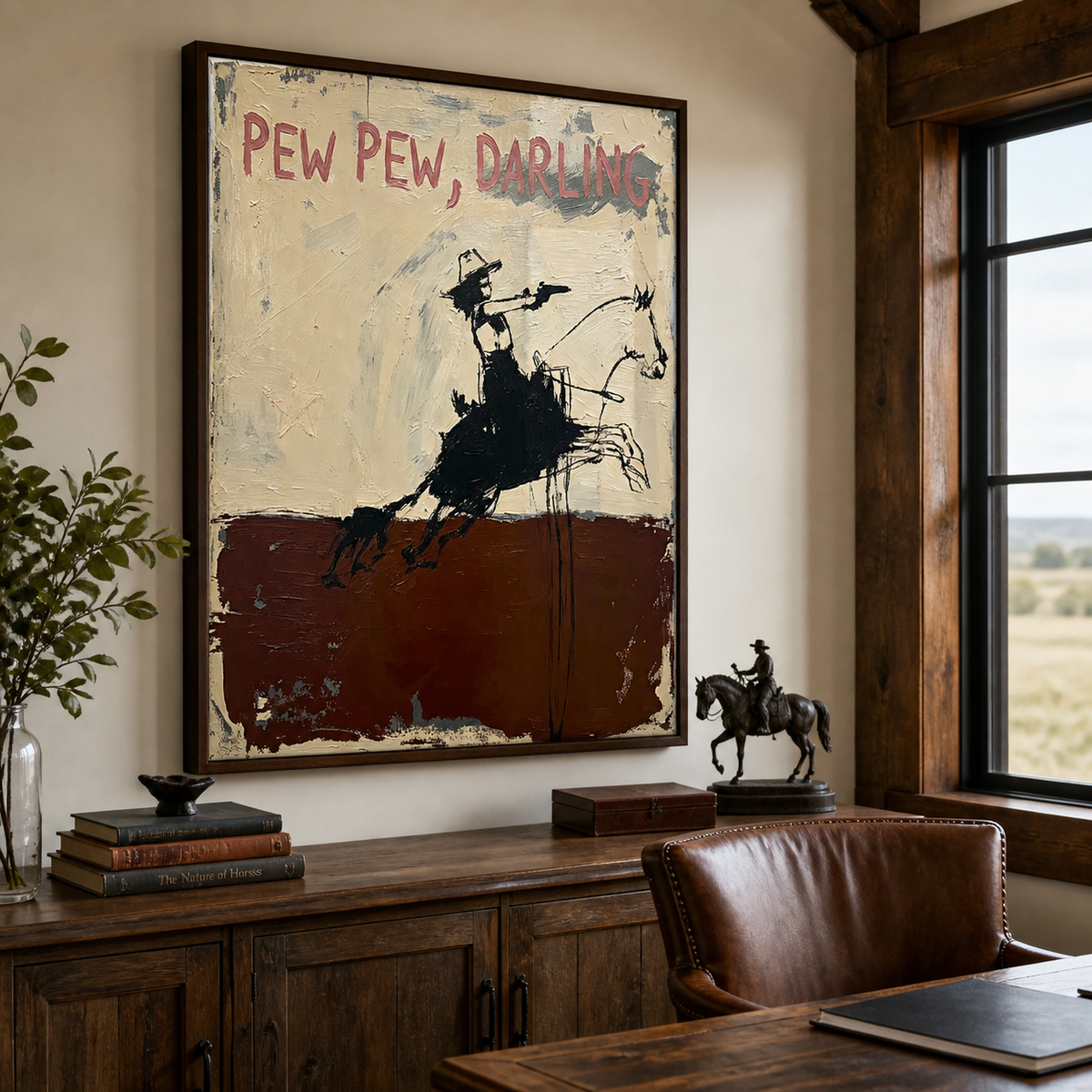 Pew Pew Darling Cowgirl Wall Art | Wild West Motto