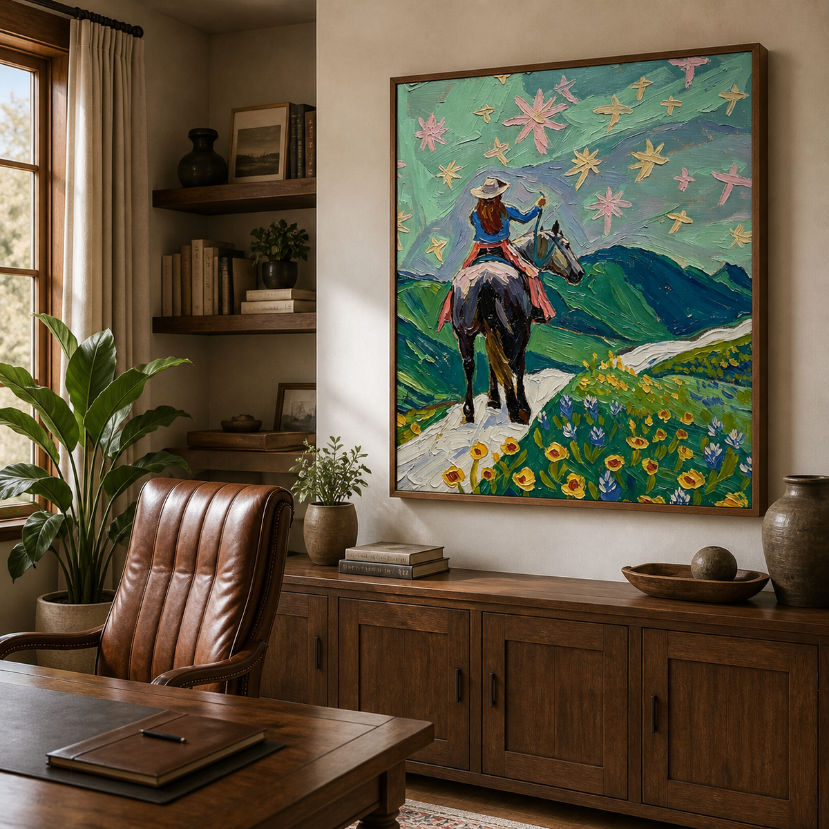 Cowgirl Riding Horse Wall Art | Wildflower Trail
