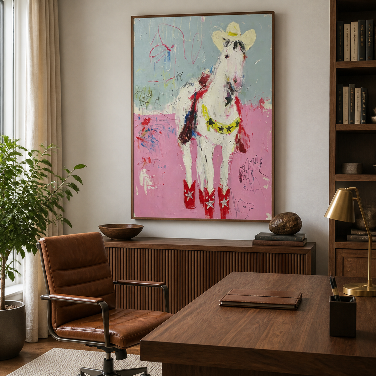 Pink Cowboy and Horse Wall Art | Rodeo Bloom
