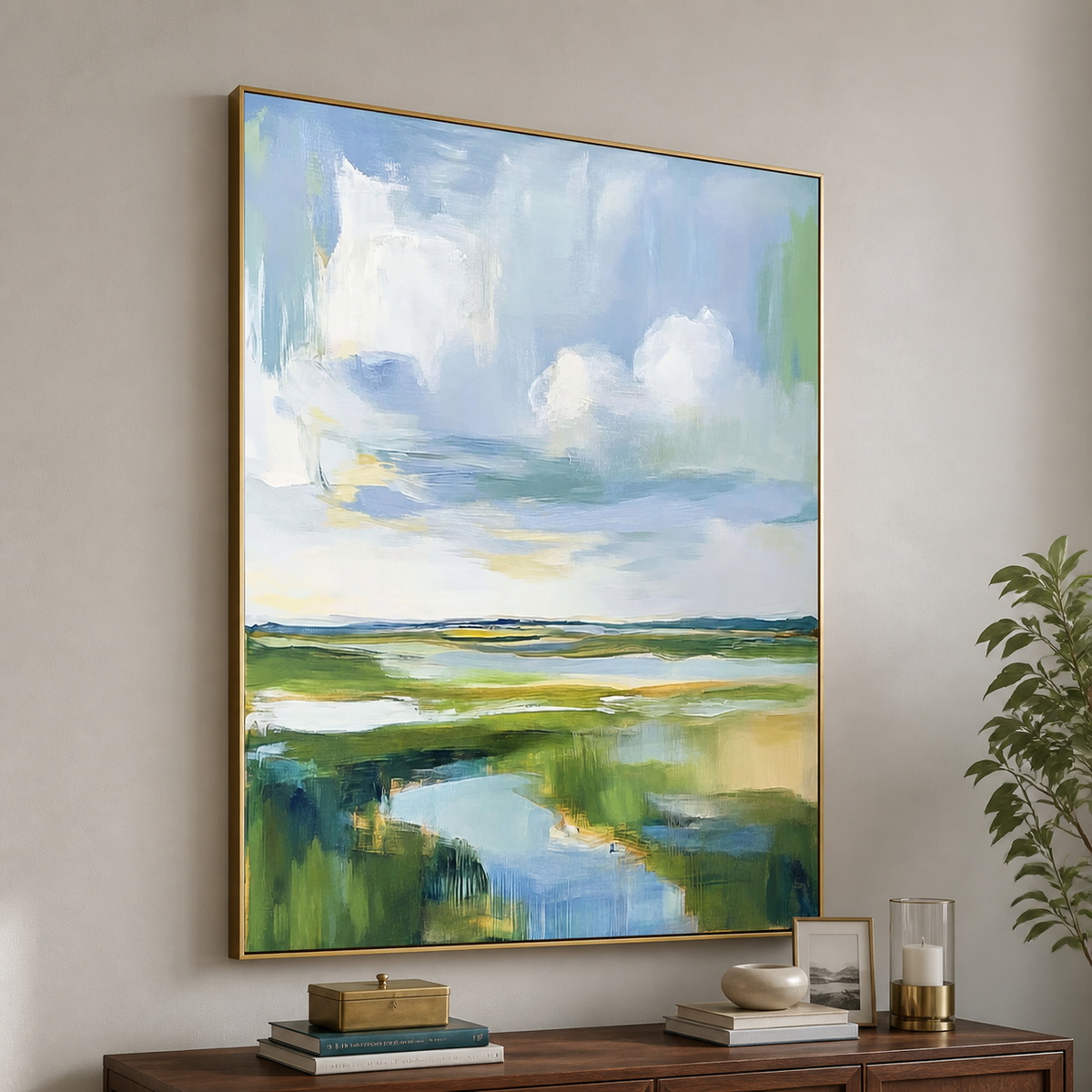 Abstract Coastal Landscape Wall Art | Open Marsh Sky