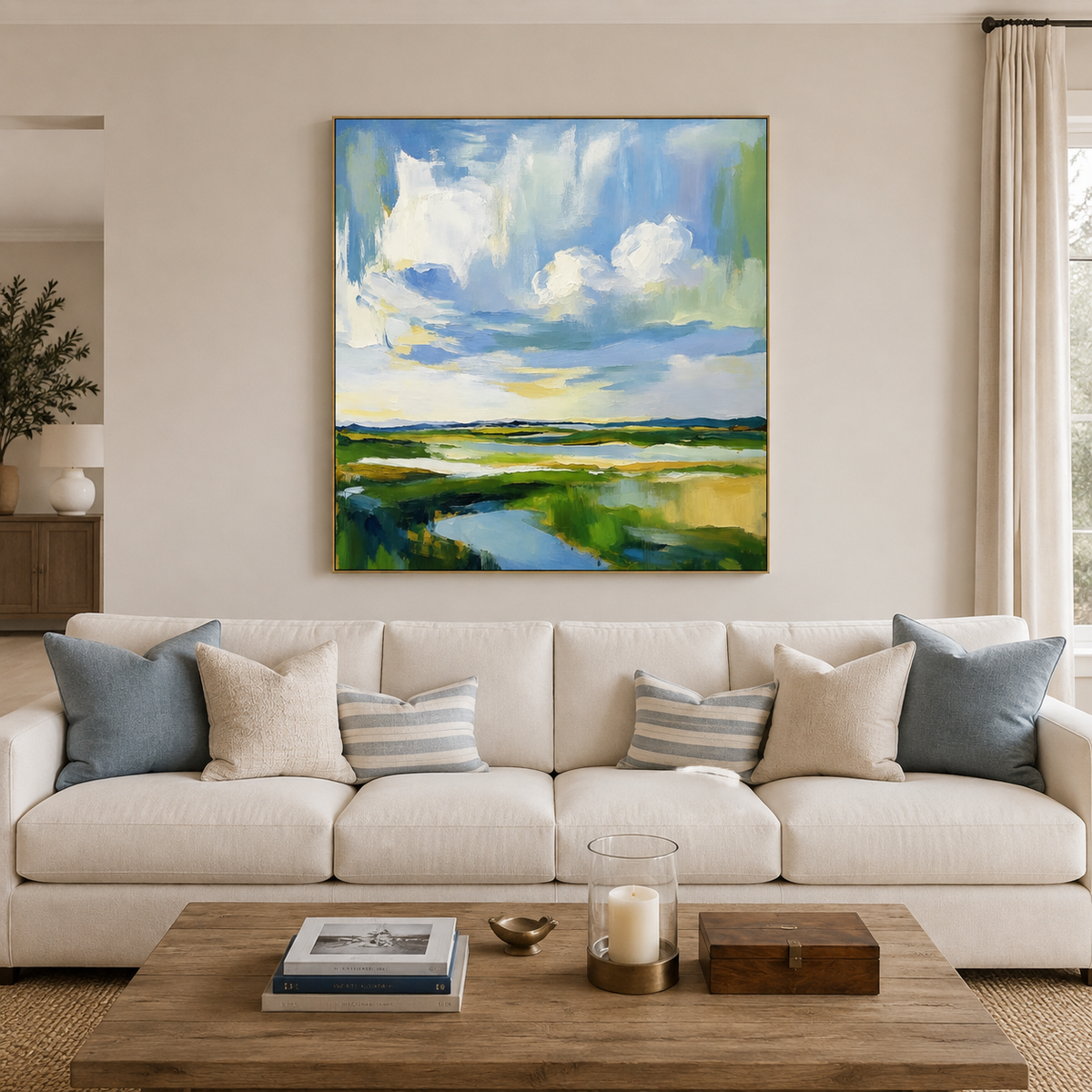Abstract Coastal Landscape Wall Art | Open Marsh Sky