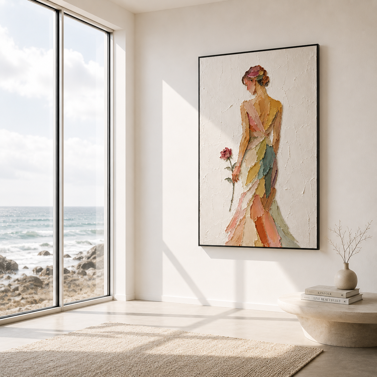 Whisper of Grace – Hand-Painted Elegant Woman Figure Oil Painting
