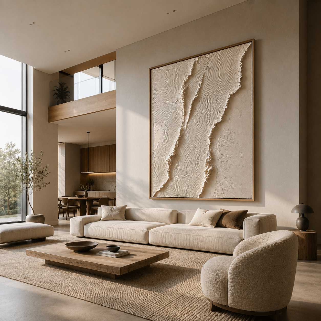 Quiet Form – Minimalist Textured Canvas Wall Art, Neutral Wabi-Sabi Painting for Modern Living Room Decor