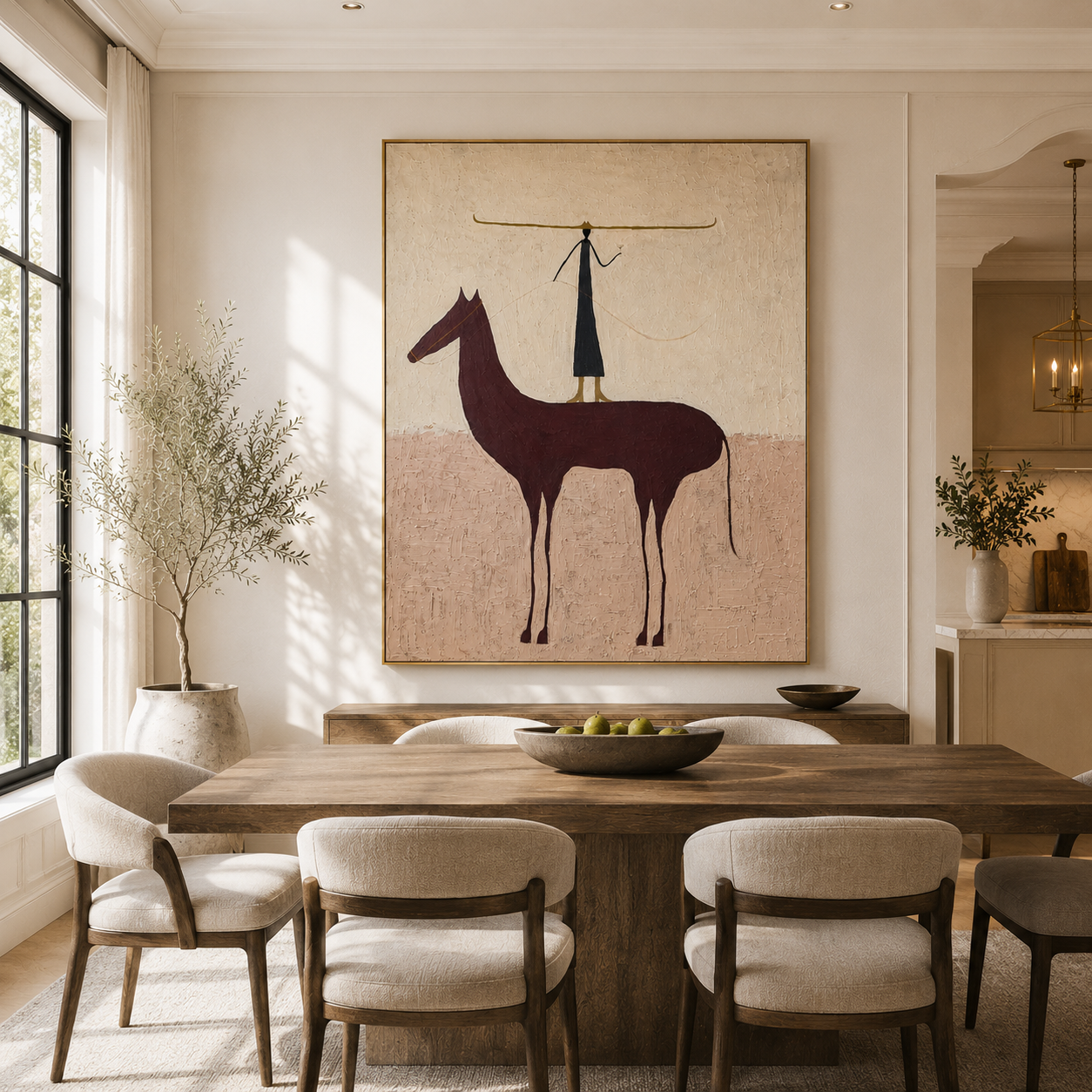 Long Horizon | Hand-Painted Minimalist Horse Wall Art | Contemporary Western Oil Painting