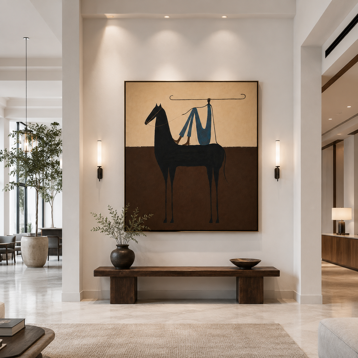 Quiet Saddle | Hand-Painted Minimalist Horse Wall Art | Contemporary Western Equestrian Oil Painting