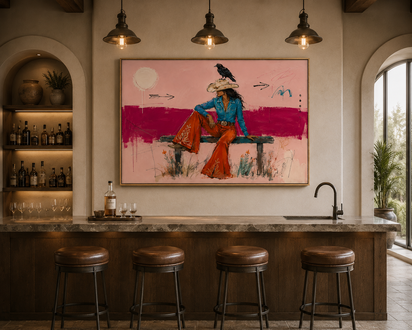 Wild & Fearless | Hand-Painted Modern Cowgirl Wall Art | Contemporary Western Oil Painting