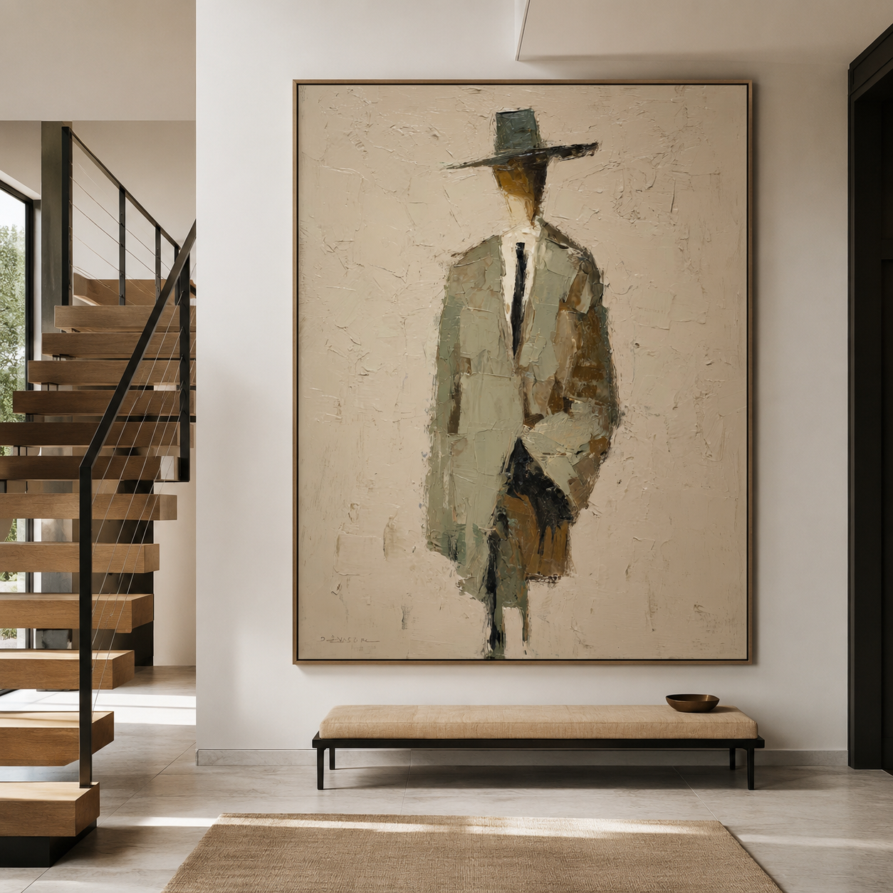 Abstract man wall art with minimalist figure design