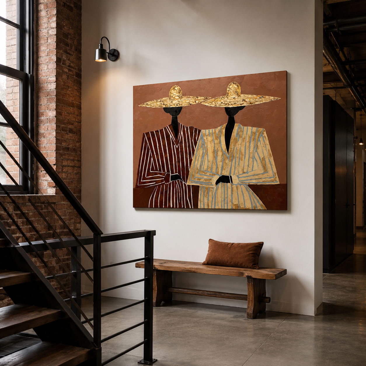 African inspired figure wall art for modern living room
