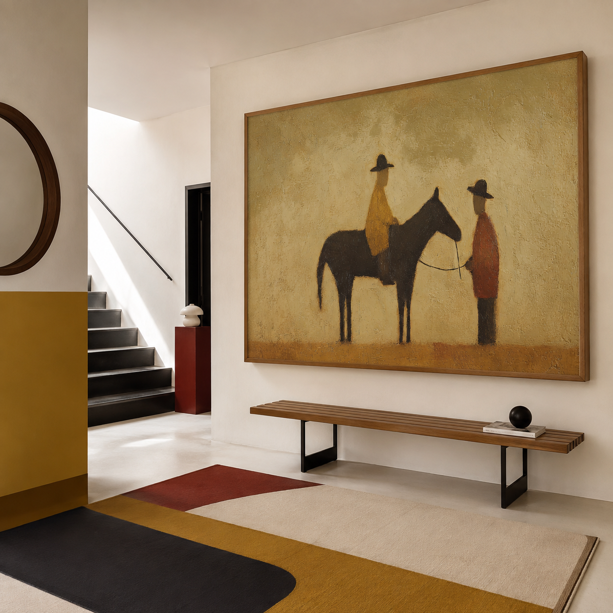 Black horse wall decor
Western ranch wall art
Frontier horse painting