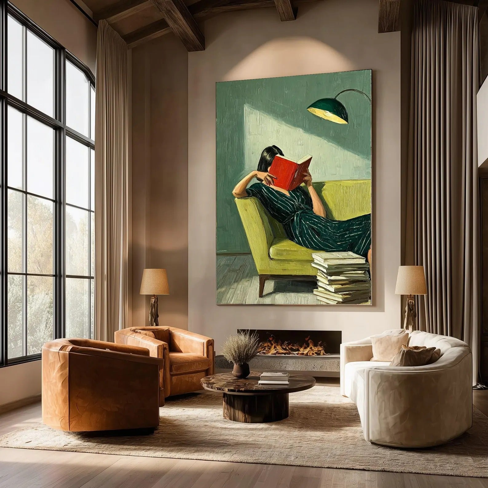 Book Lover Wall Art | Hand-Painted Oil Painting