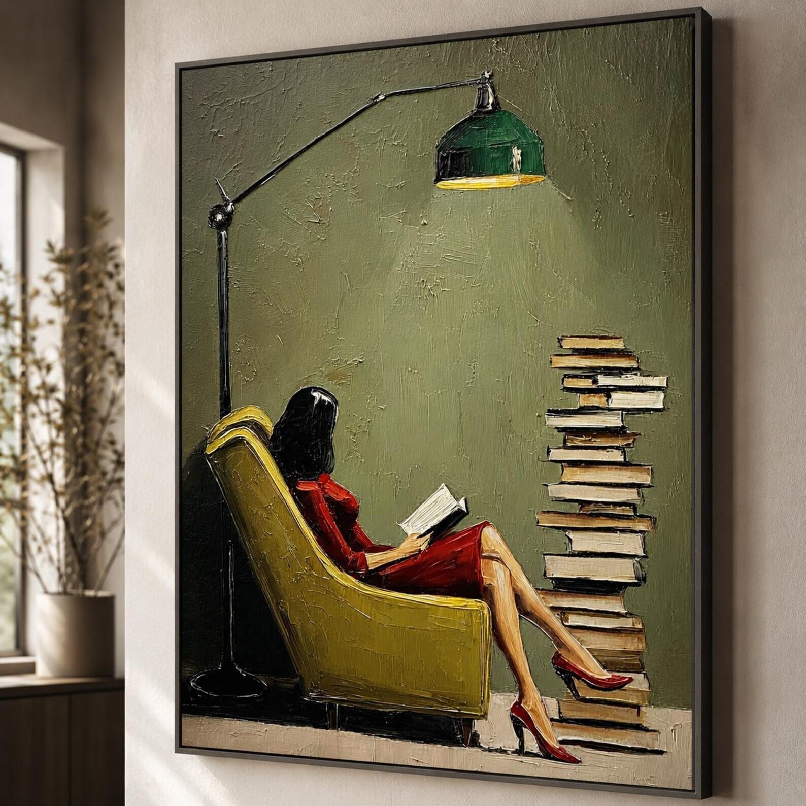 Book Lover Wall Art with Reading Chair and Books