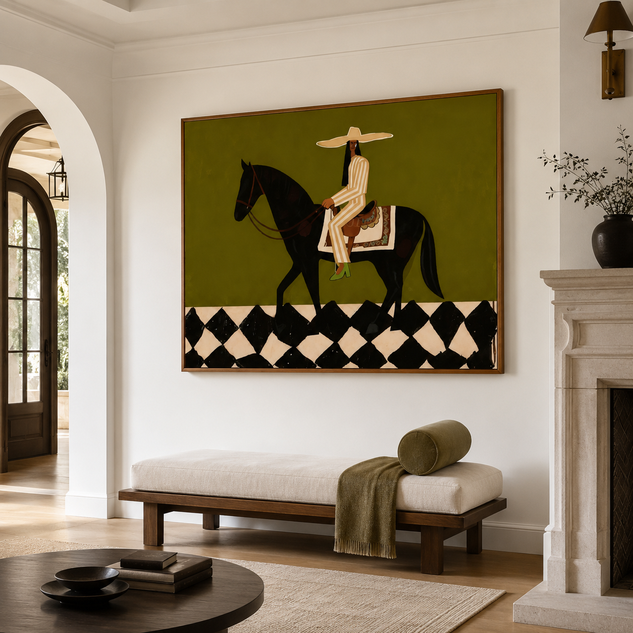 Contemporary equestrian wall art on premium canvas