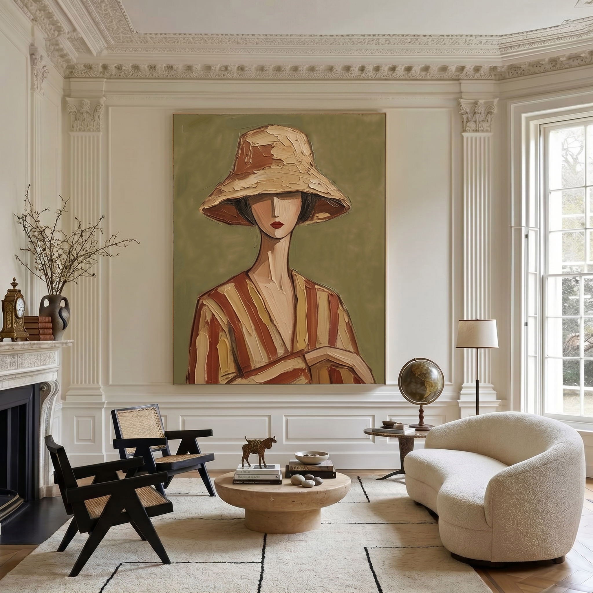 Contemporary female figure wall art for modern living room