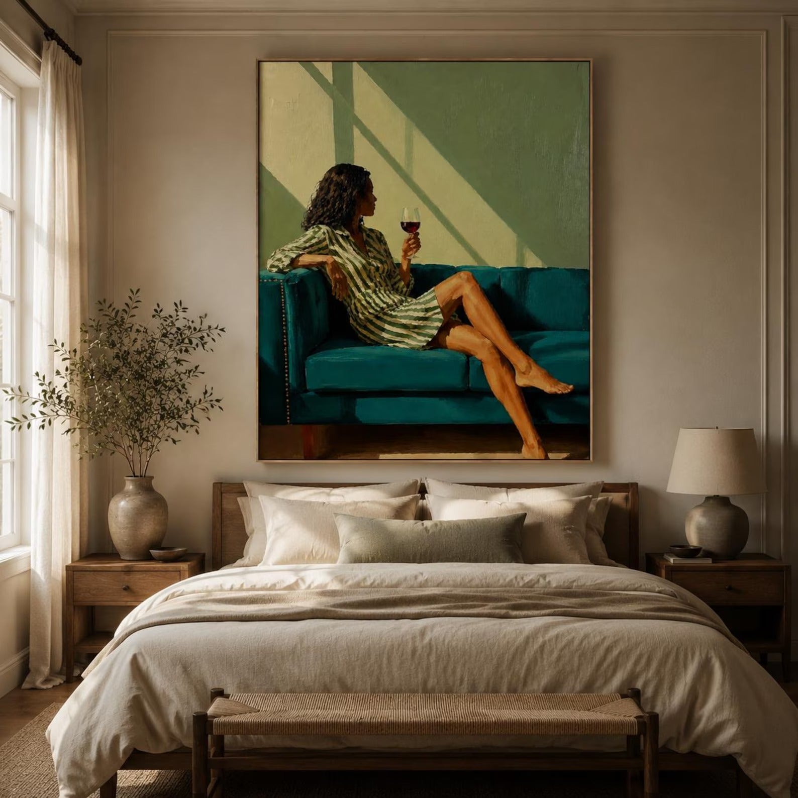 Elegant Woman Drinking Wine Canvas Art
