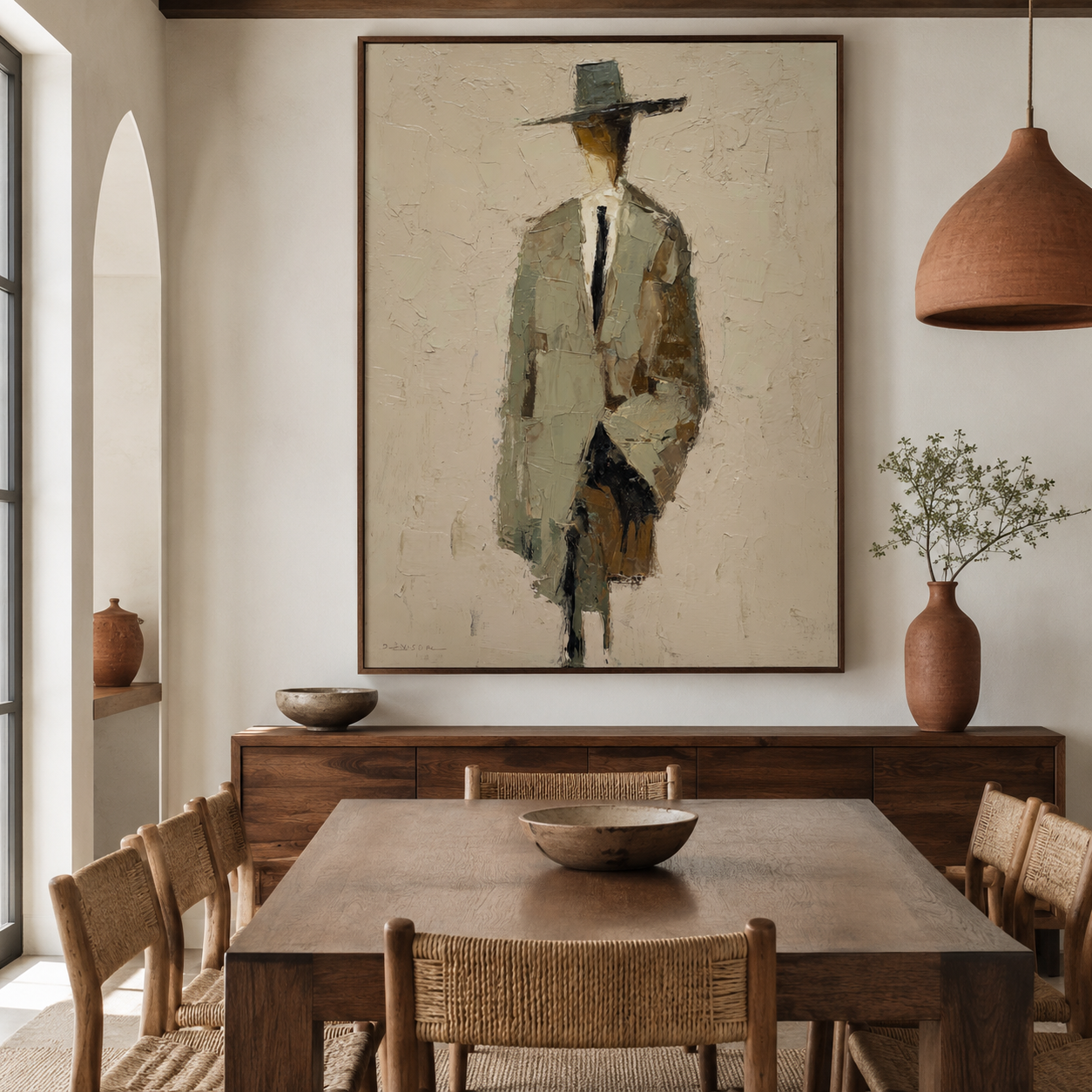 Hand-painted abstract male figure oil painting