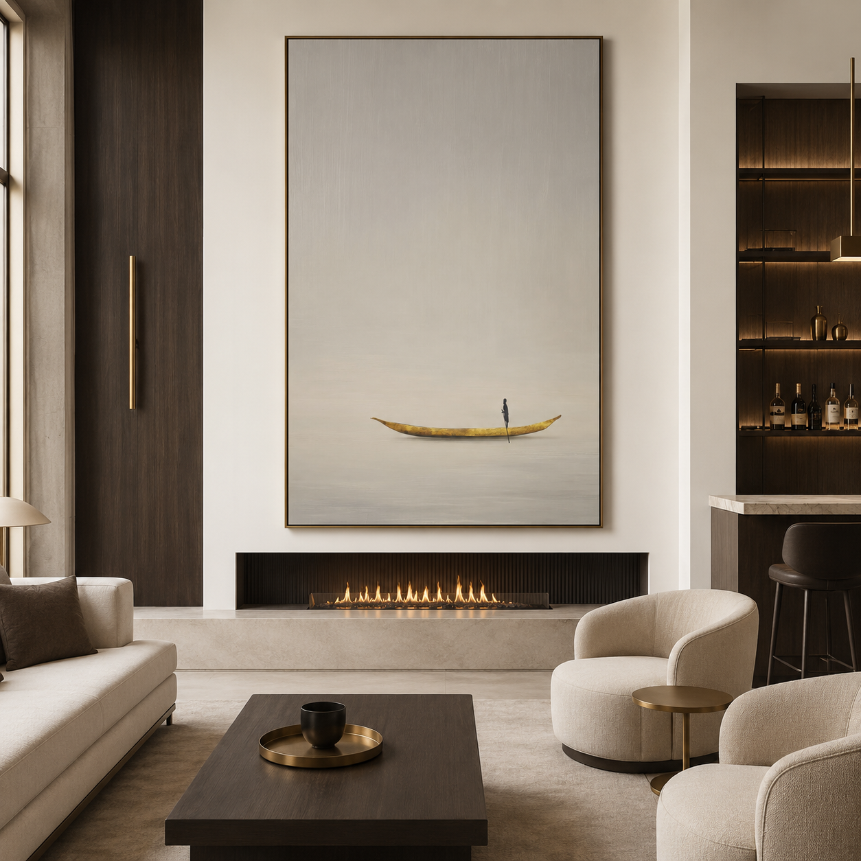 Hand-painted ocean landscape oil painting for modern interiors