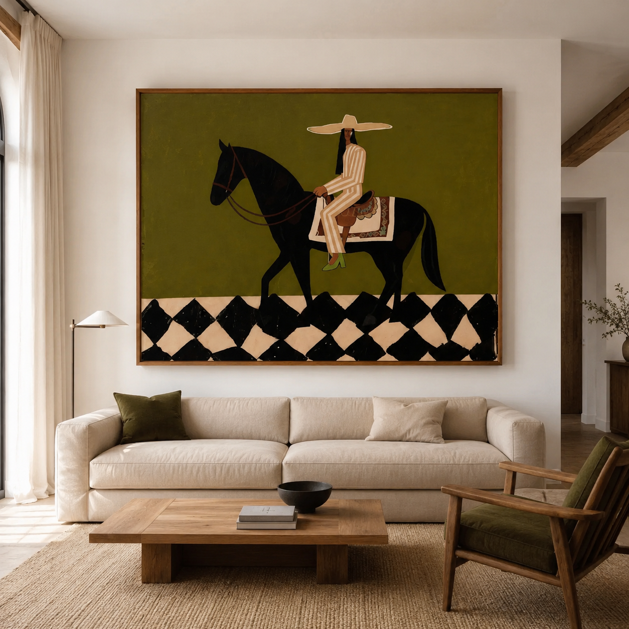 Hand-painted western horse oil painting