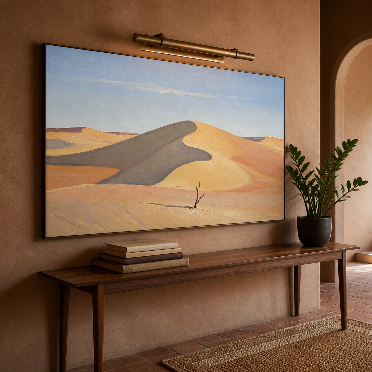 Large horizontal desert landscape oil painting