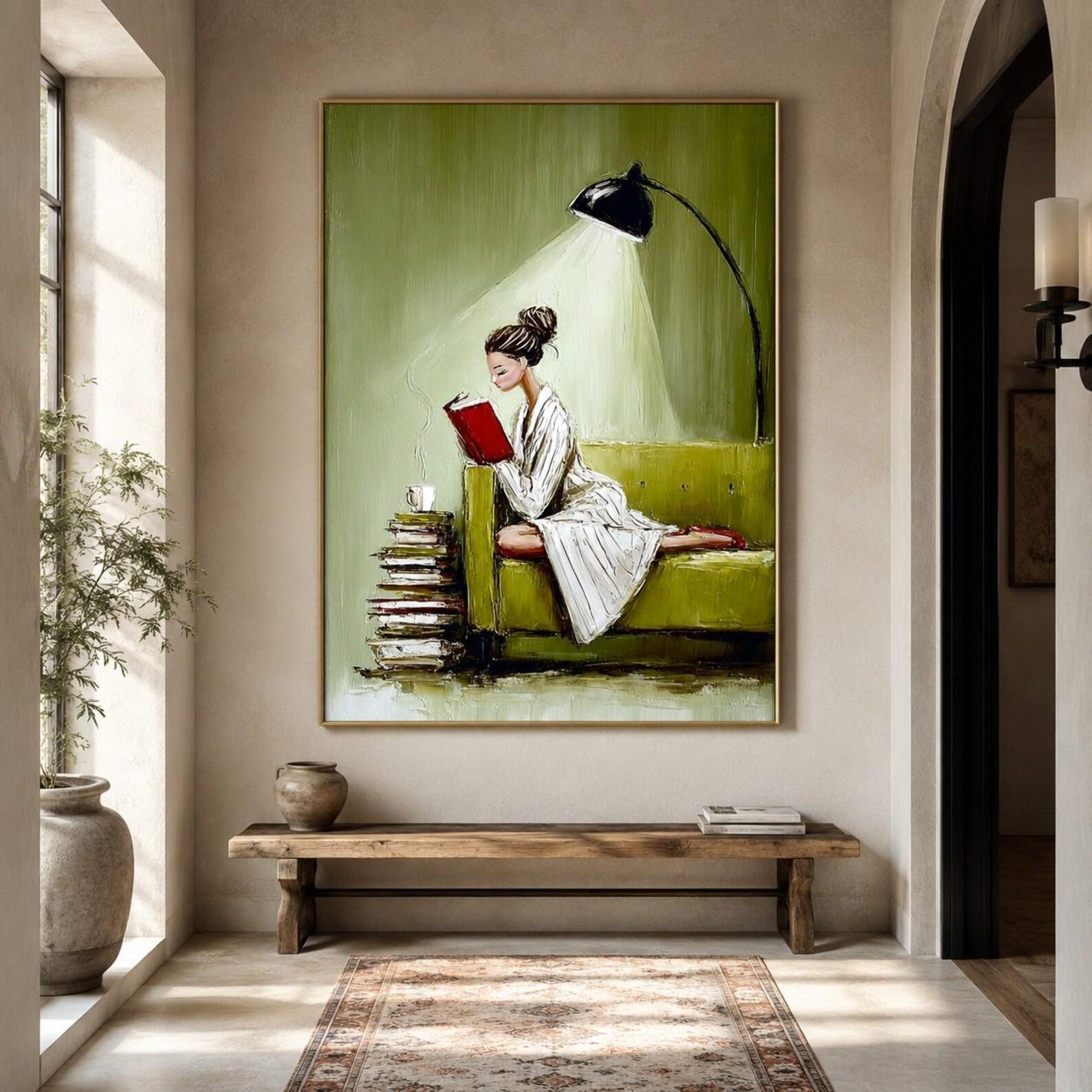 Literary Hand-Painted Oil Painting for Living Room