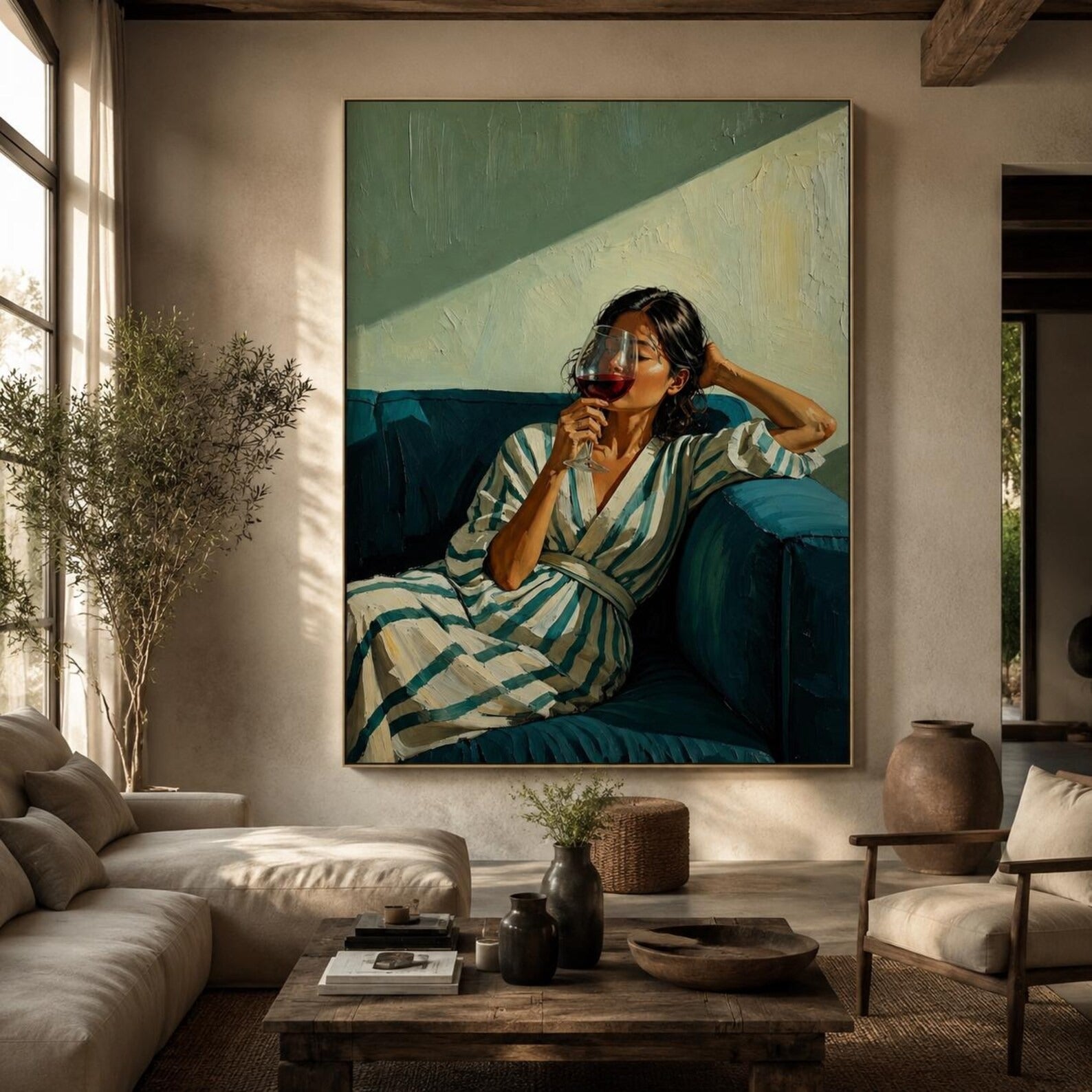 Luxury Hand-Painted Wine Wall Art