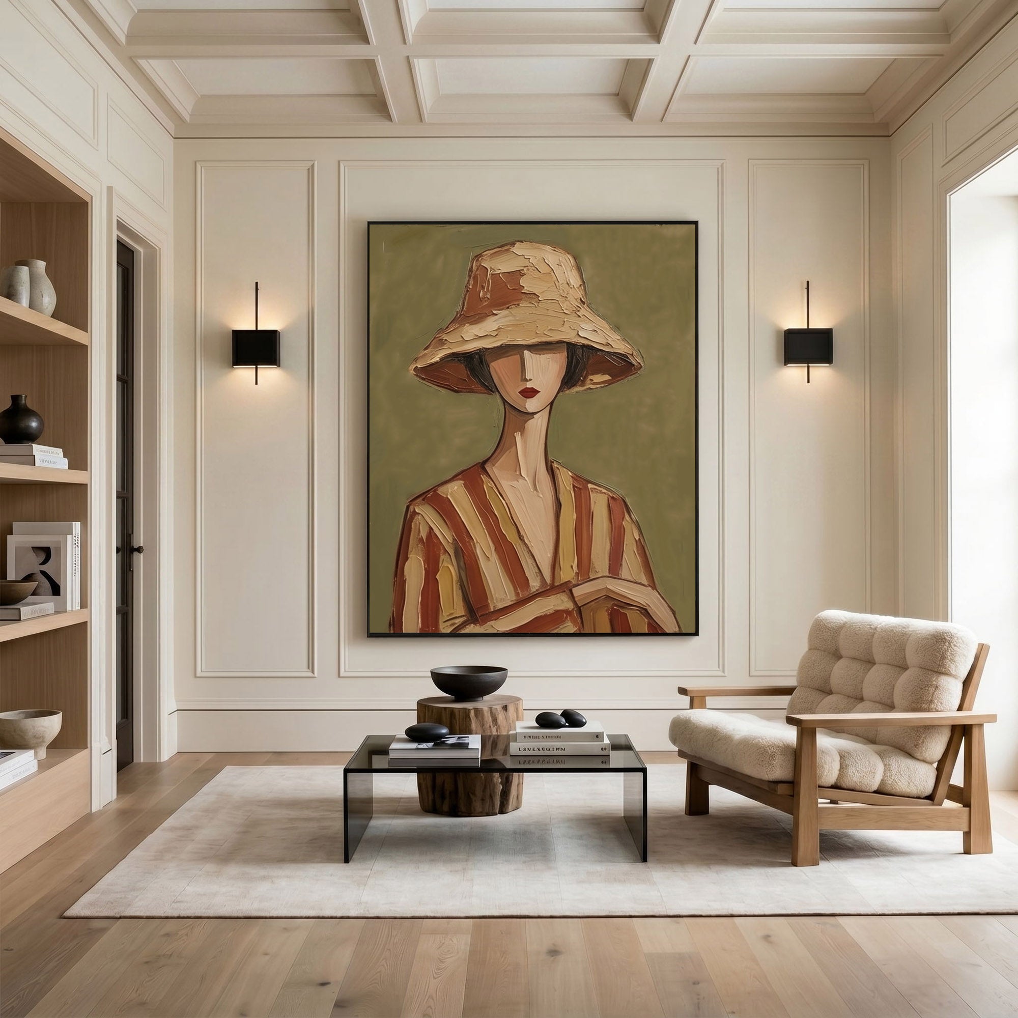 Luxury minimalist portrait painting on premium canvas