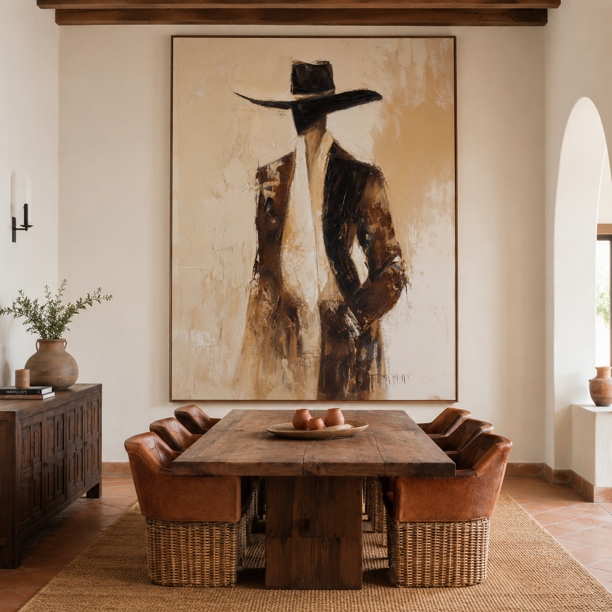 Modern western portrait artwork for living room