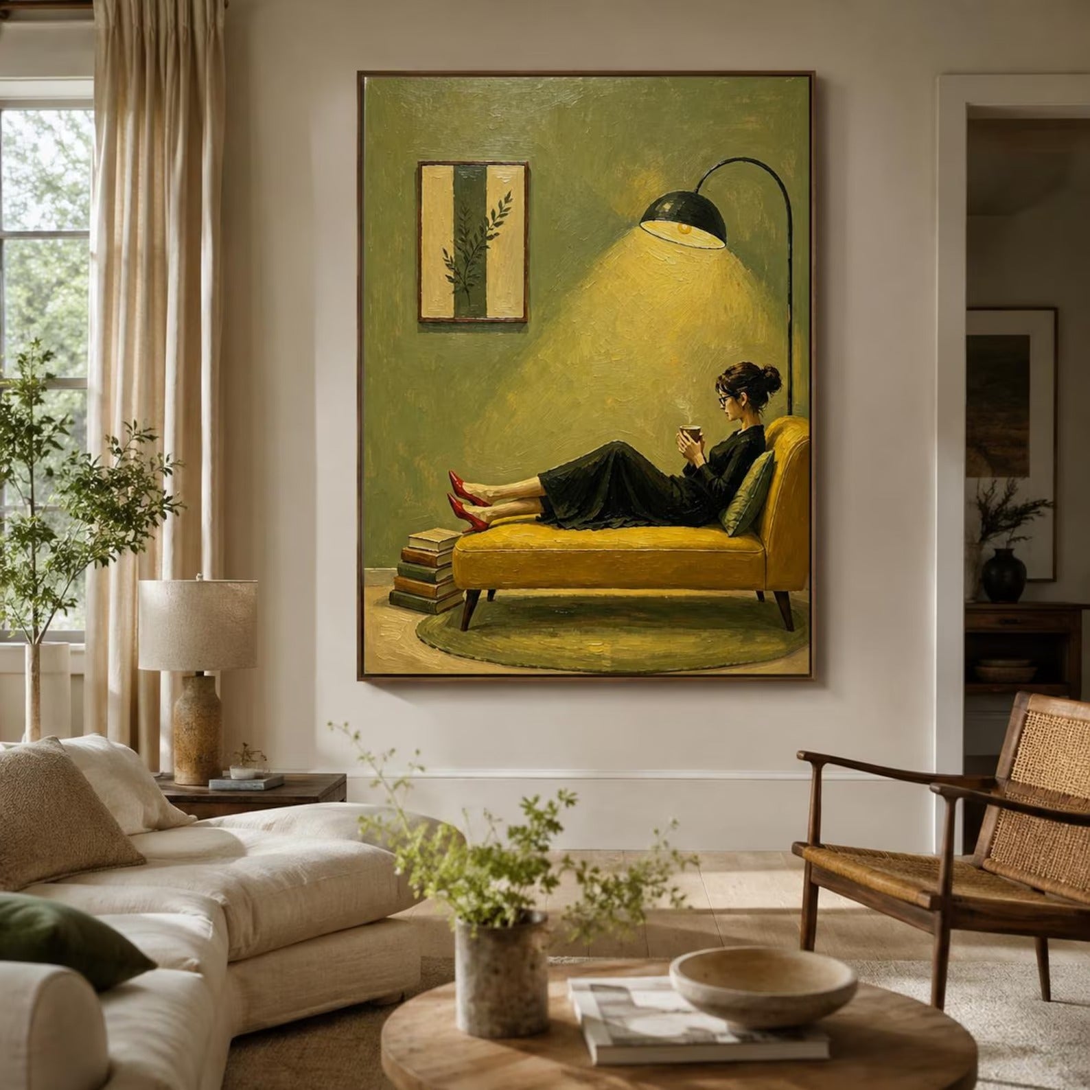 Organic Modern Reading Woman Wall Decor
