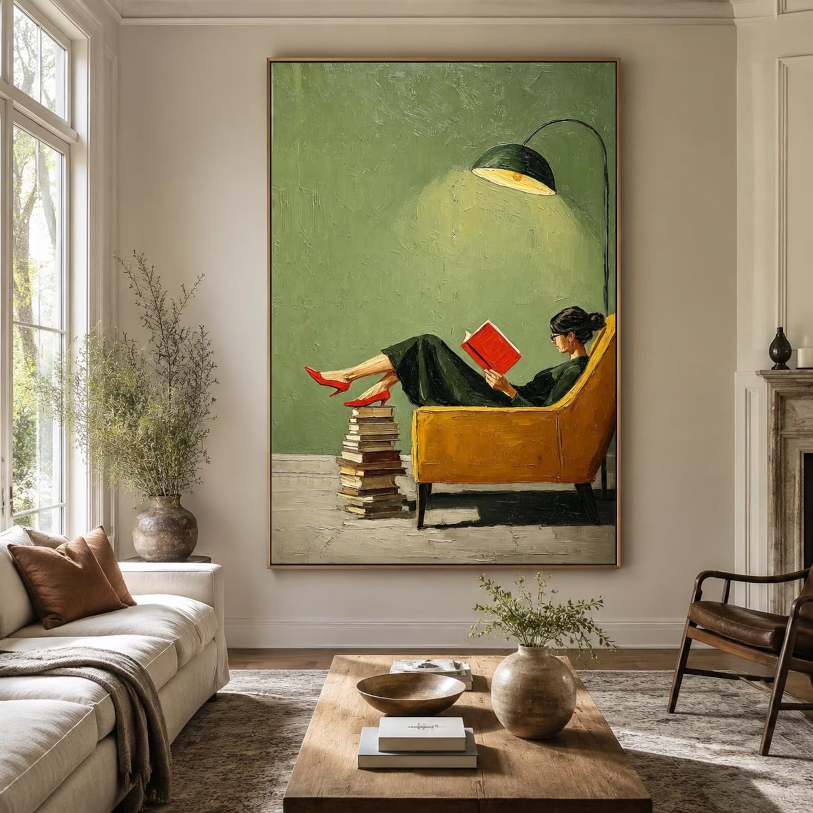 Organic Modern Reading Woman Wall Decor