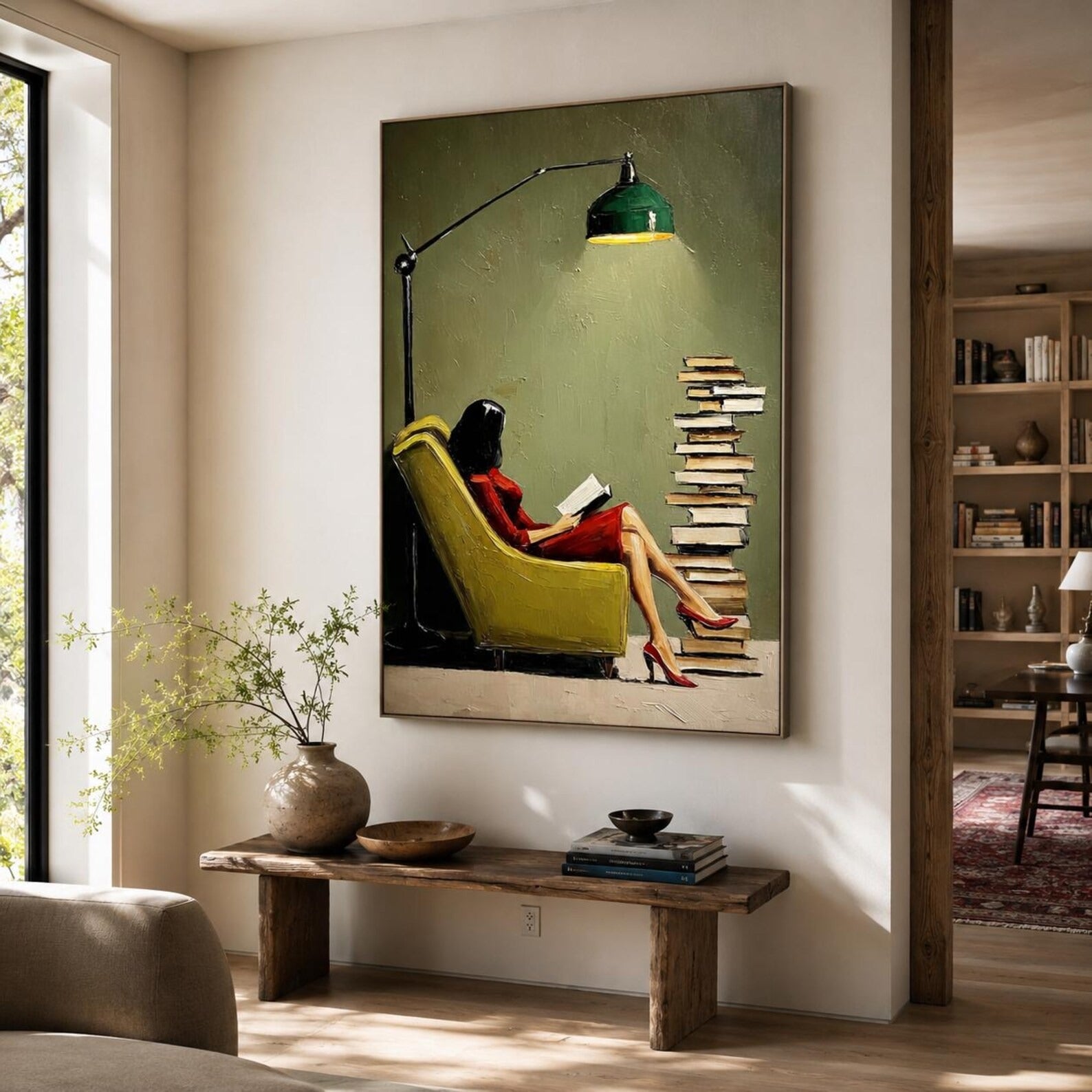 Organic Modern Vintage Reading Canvas Art