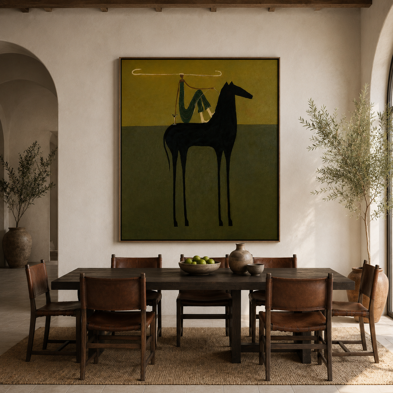 Organic modern western horse artwork on canvas